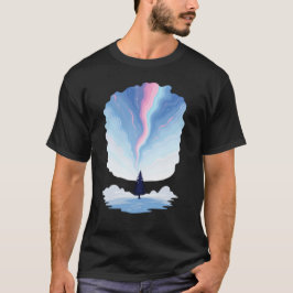 Aurora Borealis Pink Blue Swirl Pine Tree Winter T Shirt