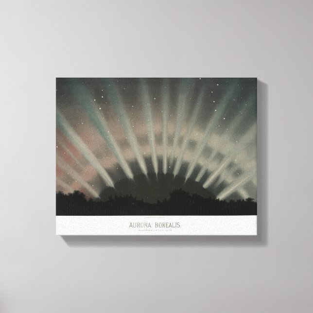 Aurora Borealis Print, Trouvelot, 1881, återställd Canvastryck (Framsida)