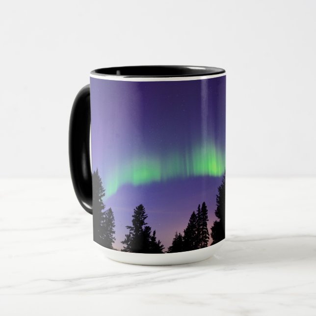 Aurora Borealis & Träd | Manitoba, Kanada Mugg (Framsida vänster)