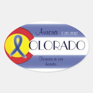Aurora Colorado statlig flagga minnesmärken Ovalt Klistermärke