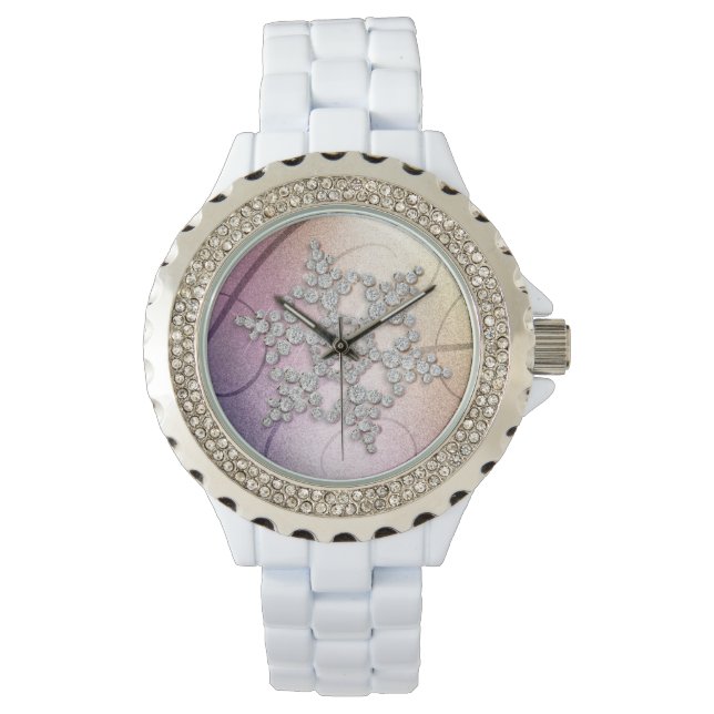 Aurora Crystal Snowflake Winter Watch Armbandsur (Framsida)