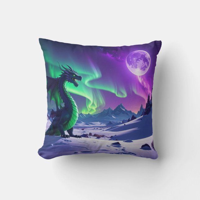 Aurora Dragon – Northern Lights Fantasy Mousepad Kudde (Framsida)