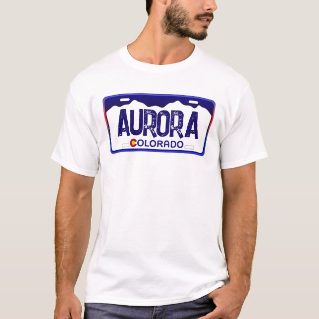 Aurora Färgblyerta för blå registreringsskylt T Shirt (Framsida)