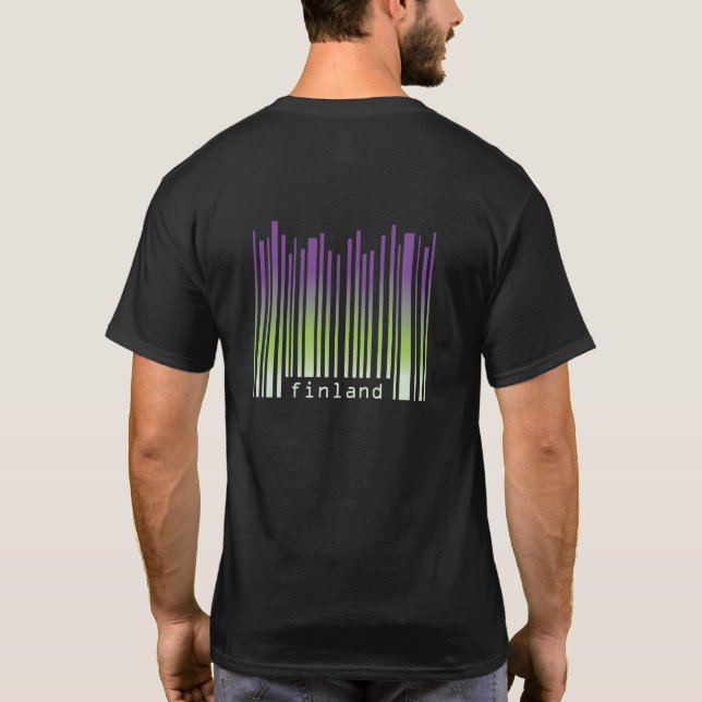 Aurora Finland 2 Bakgrund Basic Mörk T-Shirt (Baksida)