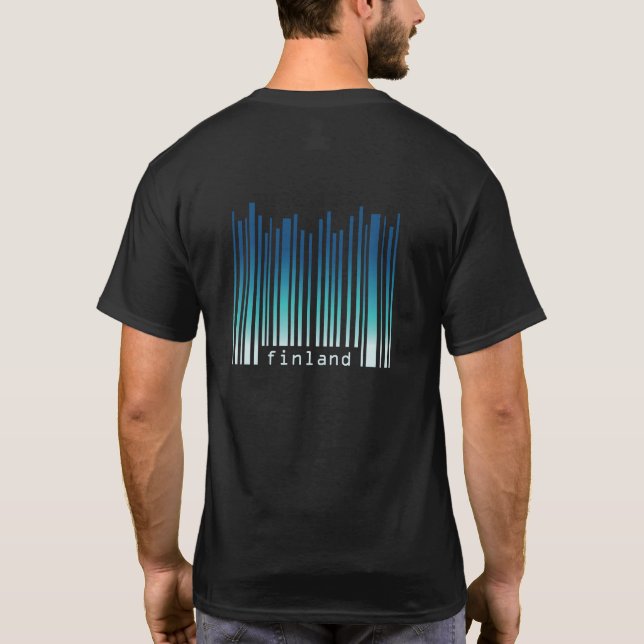 Aurora Finland 3 Bakgrund Basic Mörk T-Shirt (Baksida)