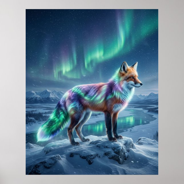 Aurora Fox Fryst Landskap Poster (Framsidan)