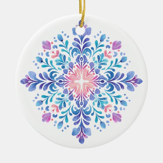 Aurora Frost Snöflinga Ornament | Rosa och Blå Wi (Framsidan)