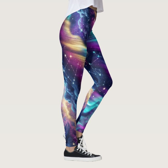 Aurora Galaxy Nebula Dröm Mönster Leggings (Höger)