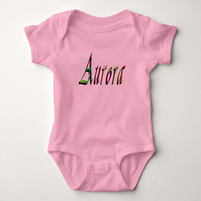 Aurora Girls Namn Logotyp, Baby Bodykostym T Shirt (Framsida)