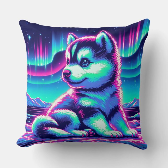 Aurora Glow Husky Valp Kudde (Framsida)