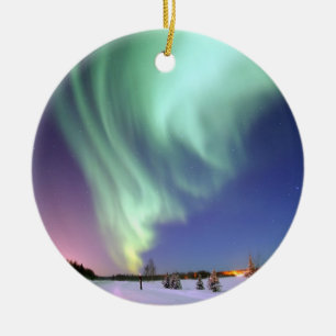 Aurora - härligt nordligt ljus julgransprydnad keramik