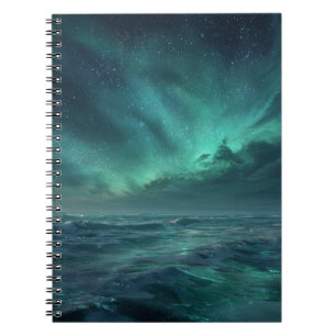 Aurora Havsglöd, Grönt Nattväll, bärbar Himmel Anteckningsbok