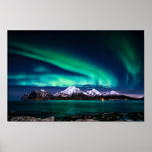 Aurora, Himlar Ljus, Snö, Sjö Poster