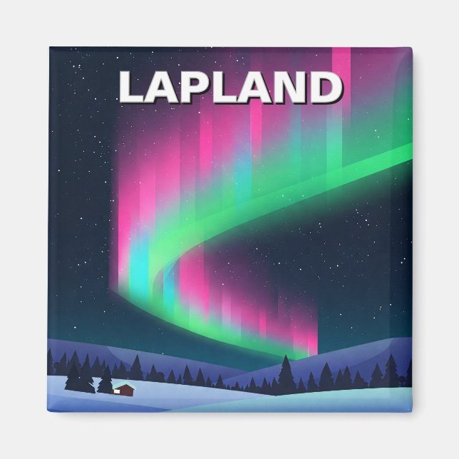 Aurora i Lappland Finland Travel Magnet (Framsidan)