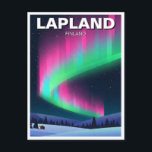 Aurora i Lappland Finland Travel Vykort<br><div class="desc">Lappland, Finland, är en brinnande arktisk region som är känd för sina landskap i snö, norra Ljus och rik Sámi-kulturen. I norra Finland är det en vinterbädd fylld med frusen sjöar, tät skog och valskal. En av dess mest berömd attraktion är Rovaniemi, officiellens hemstad Jultomten, där besökare kan träffas runt...</div>