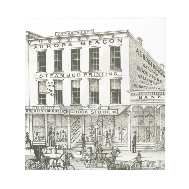 Aurora Illinois Aurora Beacon News 1871 Stone Lith Anteckningsblock (Framsida)