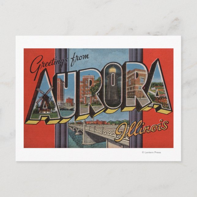 Aurora, Illinois - stora Brev-scener Vykort (Framsida)