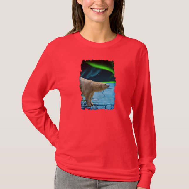 Aurora, is och Polar Bear Wildlife-supporter Shirt T Shirt (Framsida)