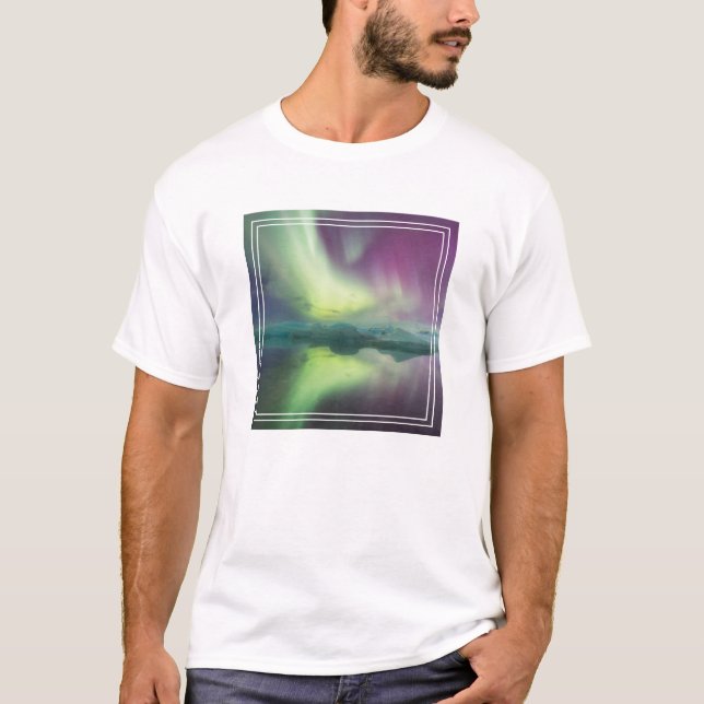 Aurora Ljus i Lagun | Jokulsarlon, Island T Shirt (Framsida)