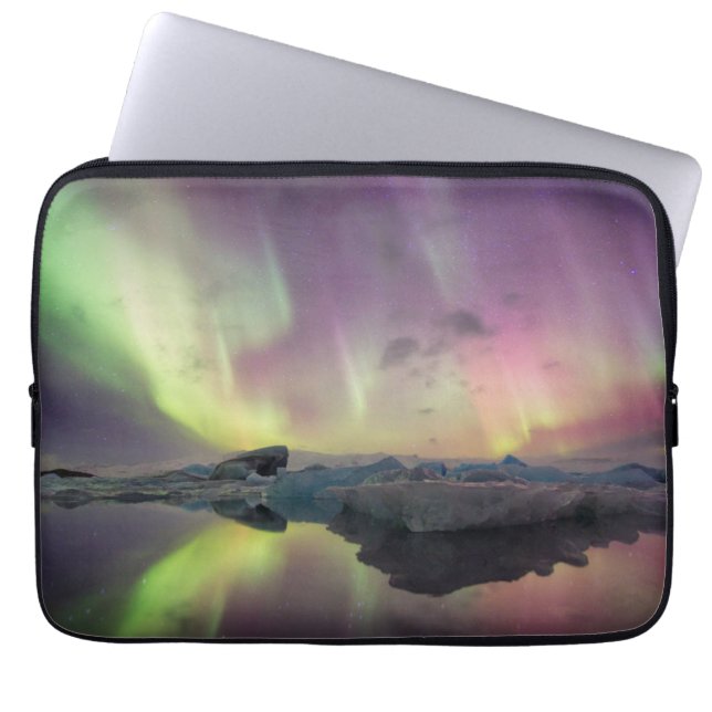Aurora Ljus reflektion i Lagunen Laptop Fodral (Framsidan)