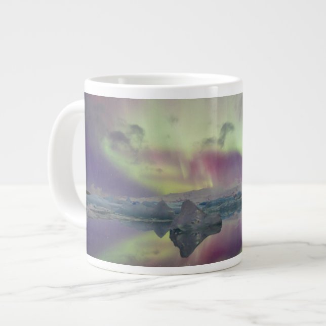 Aurora Ljuset Reflekterar Lagun | Island Jumbo Mugg (Framsida vänster)