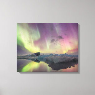 Aurora Ljuset reflekteras i lagunen Canvastryck
