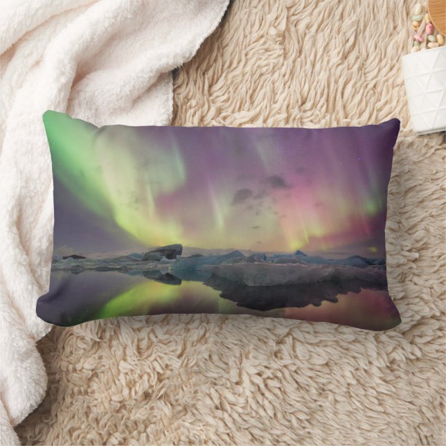 Aurora Ljuset reflekteras i lagunen Lumbarkudde (Filt)