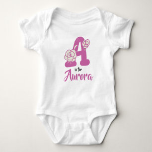 Aurora Namn Baby Outfit Brev A Romper Blommigt T Shirt