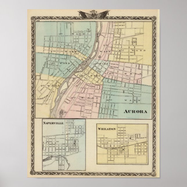 Aurora, Naperville och Wheaton Poster (Framsidan)