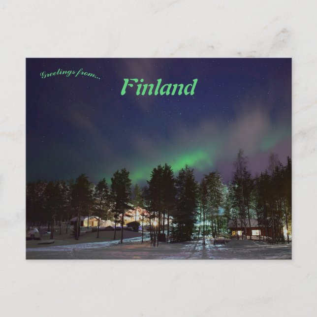 Aurora Natthimlen i Finland Vykort (Framsida)