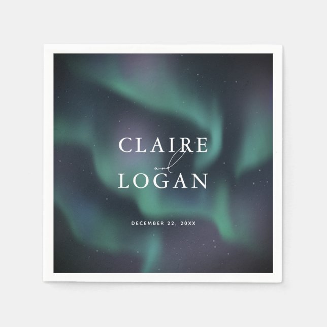 Aurora Northern Lights Wedding Pappersservett (Framsidan)