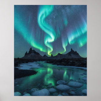 Aurora över isländska vildmarken poster