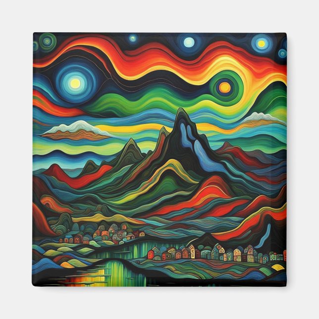 Aurora på natten himlar 15 magnet (Framsidan)