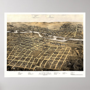 Aurora panorama- karta för IL - 1867 Poster