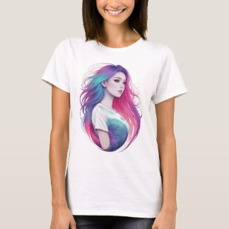 Aurora Pastell Sjömansflicka Fantasykonst T Shirt