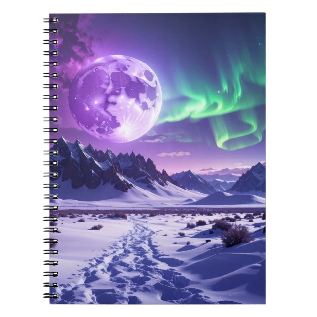 Aurora Peaks – Fantastisk Drak Natt Himlen Arbetsp Anteckningsbok (Framsidan)