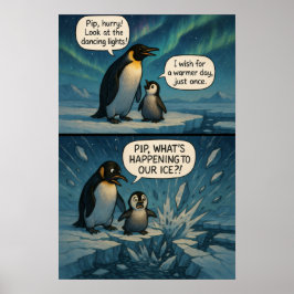 Aurora Penguins Tecknad - Lustigt Joke Poster