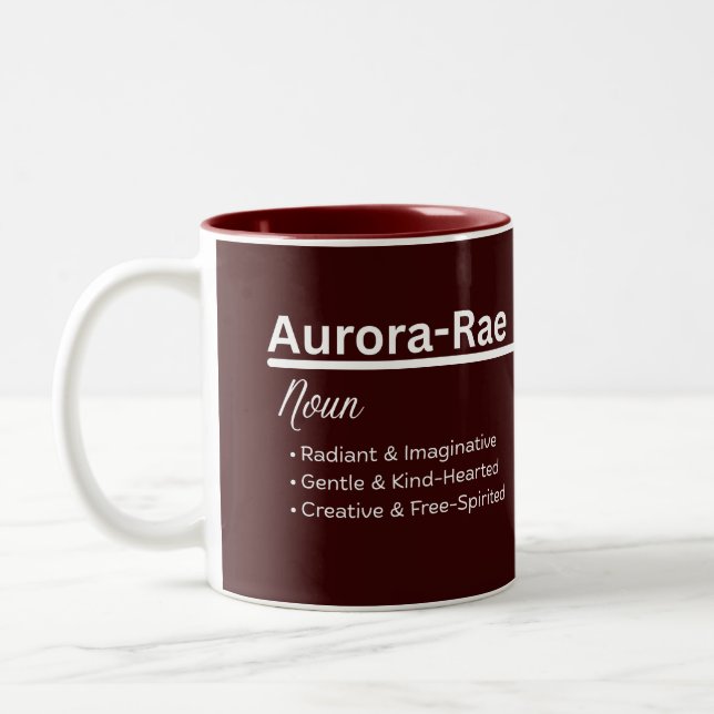 Aurora-Rae Girl Name Definition Personalized Två-Tonad Mugg (Vänster)