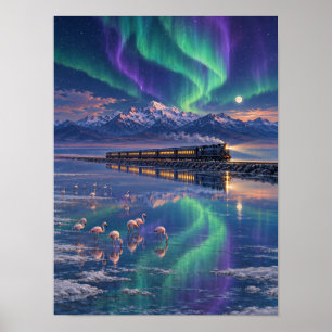 Aurora Salt Lake Nattåg 12x16 Affisch