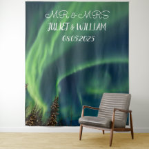 Aurora Script Mr & Mrs Bröllop Bakgrund banner