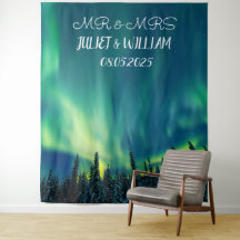 Aurora Script Mr & Mrs Bröllop Bakgrund banner