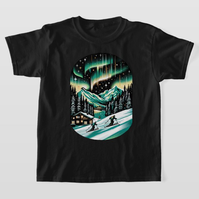 Aurora Ski Äventyr Unisex T Shirt (Laydown)