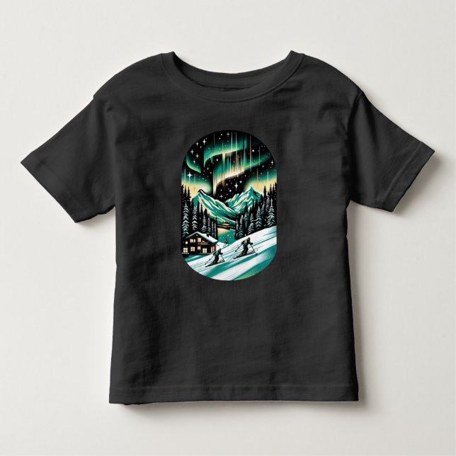 Aurora Ski Äventyr Unisex T Shirt (Framsida)