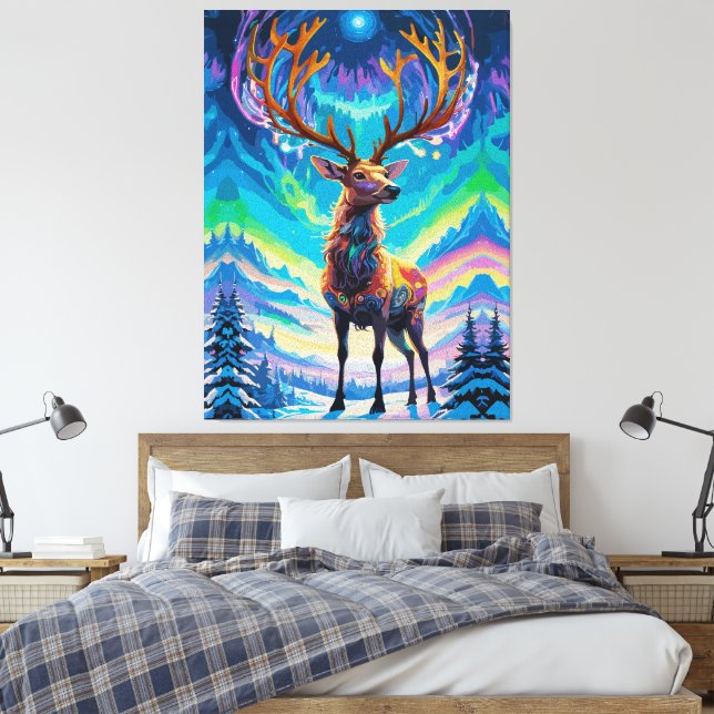 Aurora Stag: Magic in Night Canvastryck (Insitu (sovrum))