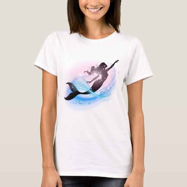 Aurora Tide Mermaid – Dreamy Feminine Ocean Art T Shirt (Framsida)