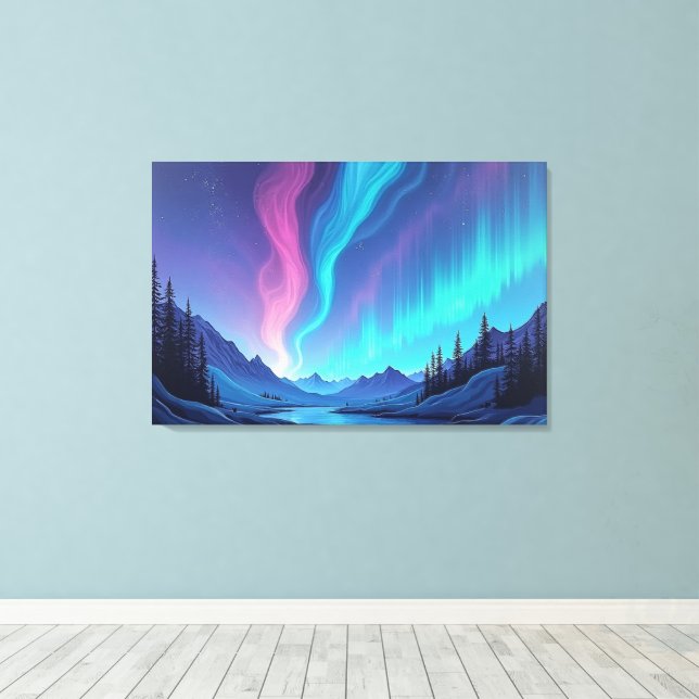 Aurora Tide – Premium 36"x24" Fluid Art Canvas (Insitu (trägolv))