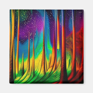 Aurora utanför skog magnet