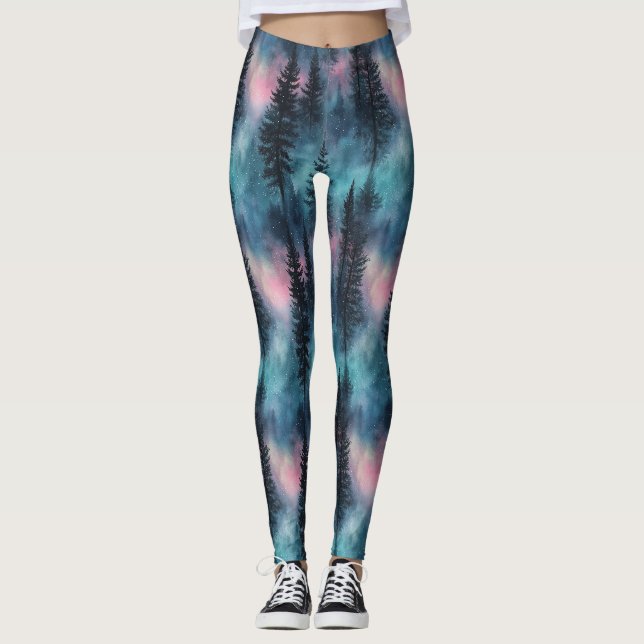 Aurora Wilderness-mönster Leggings (Framsida)