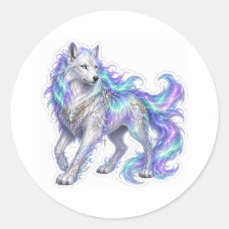 Aurora Wolf Sticker Runt Klistermärke