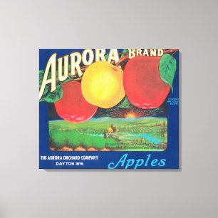 AuroraApple etikett (blått) - Dayton, WA Canvastryck